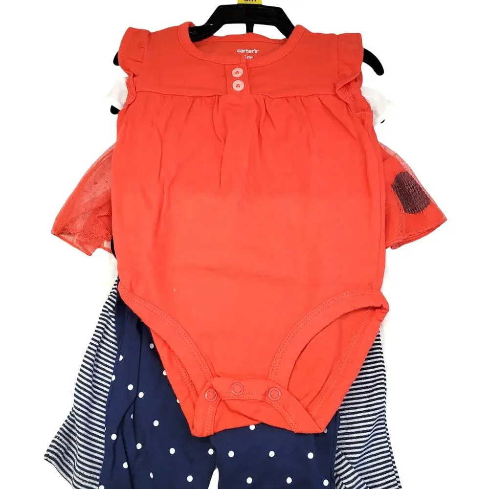 Carters Baby Girls Ladybug 4 Piece Outfit Set Size 6 Months Cotton NEW
